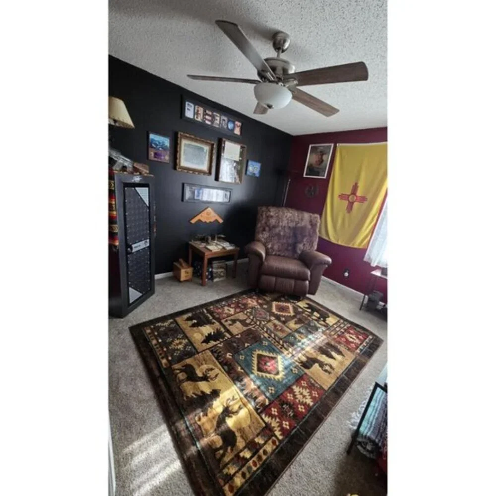 New 5.2x7.2 Buffalo Bear Rustic Area Rug, Brown Red Carpet for Home